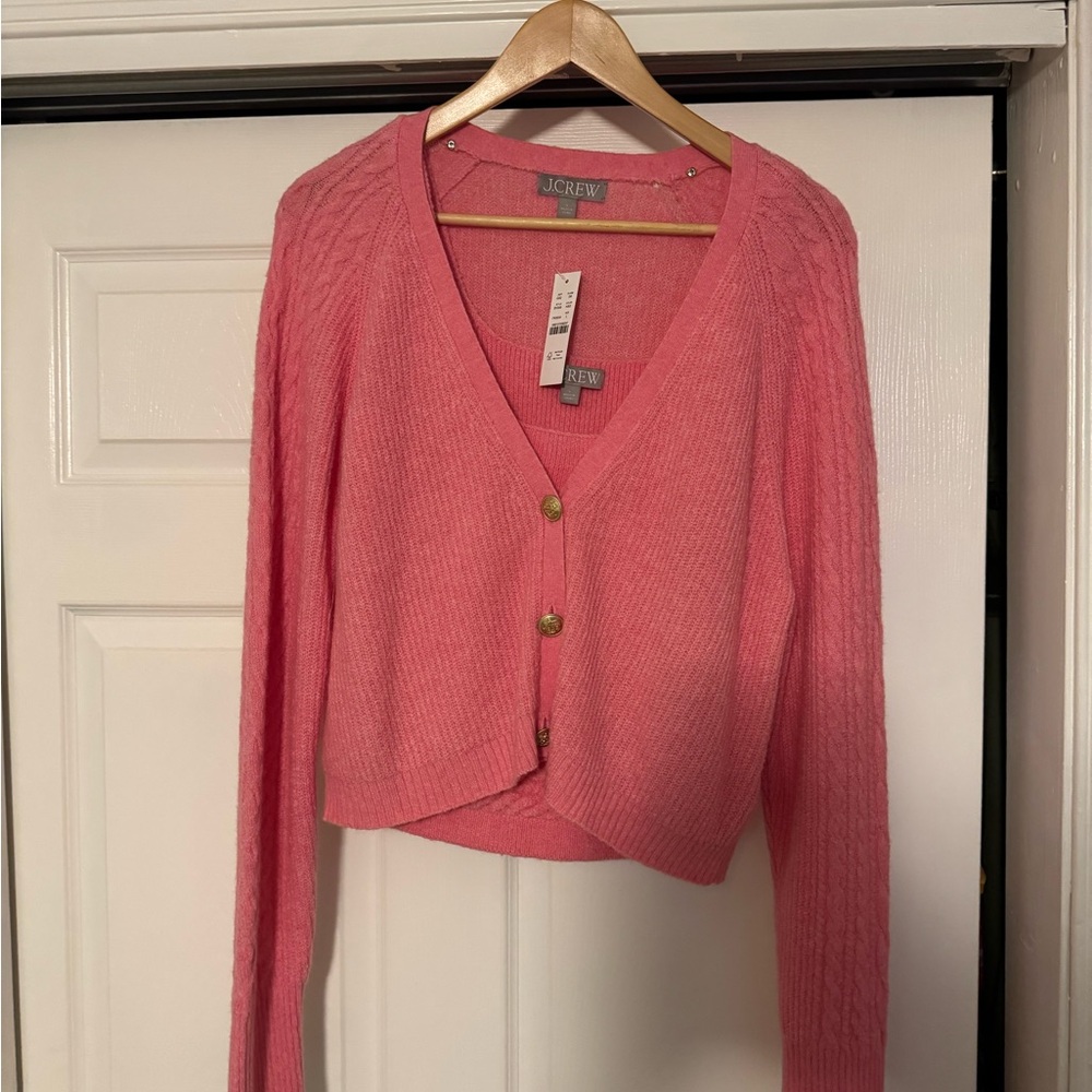 J. Crew Vibrant Pink Women's Cardigan and tank set
